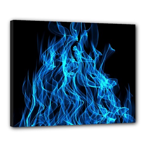 Digitally Created Blue Flames Of Fire Canvas 20  X 16  by Simbadda