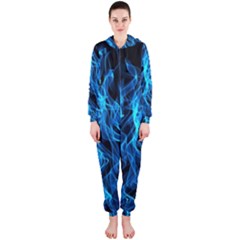 Digitally Created Blue Flames Of Fire Hooded Jumpsuit (ladies)  by Simbadda