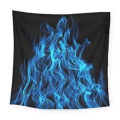 Digitally Created Blue Flames Of Fire Square Tapestry (large) by Simbadda