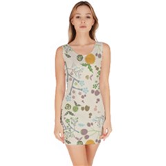 Floral Kraft Seamless Pattern Sleeveless Bodycon Dress by Simbadda