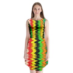 Colorful Liquid Zigzag Stripes Background Wallpaper Sleeveless Chiffon Dress   by Simbadda