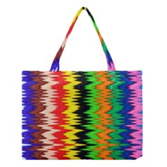 Colorful Liquid Zigzag Stripes Background Wallpaper Medium Tote Bag by Simbadda