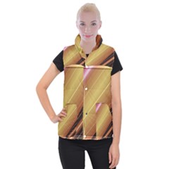 Diagonal Color Fractal Stripes In 3d Glass Frame Women s Button Up Puffer Vest by Simbadda