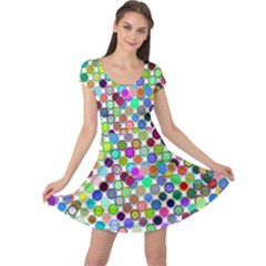 Colorful Dots Balls On White Background Cap Sleeve Dresses