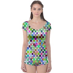 Colorful Dots Balls On White Background Boyleg Leotard  by Simbadda