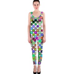 Colorful Dots Balls On White Background Onepiece Catsuit by Simbadda