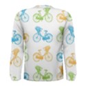 Vintage Bikes With Basket Of Flowers Colorful Wallpaper Background Illustration Men s Long Sleeve Tee View2