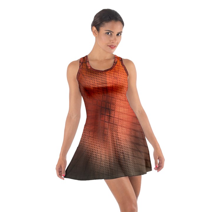 Background Technical Design With Orange Colors And Details Cotton Racerback Dress