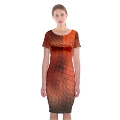 Background Technical Design With Orange Colors And Details Classic Short Sleeve Midi Dress