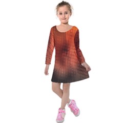 Background Technical Design With Orange Colors And Details Kids  Long Sleeve Velvet Dress