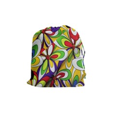 Colorful Textile Background Drawstring Pouches (medium)  by Simbadda