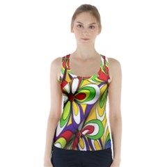 Colorful Textile Background Racer Back Sports Top by Simbadda