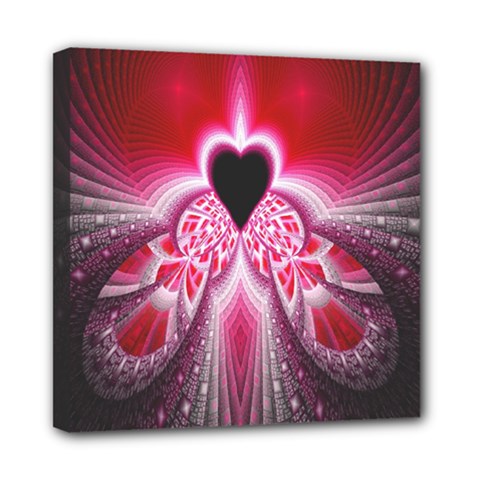 Illuminated Red Hear Red Heart Background With Light Effects Mini Canvas 8  X 8  by Simbadda