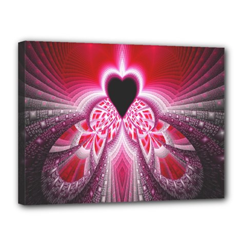 Illuminated Red Hear Red Heart Background With Light Effects Canvas 16  X 12  by Simbadda