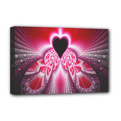 Illuminated Red Hear Red Heart Background With Light Effects Deluxe Canvas 18  X 12   by Simbadda