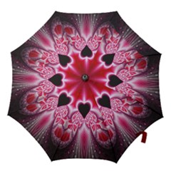 Illuminated Red Hear Red Heart Background With Light Effects Hook Handle Umbrellas (medium) by Simbadda