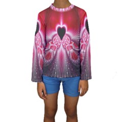 Illuminated Red Hear Red Heart Background With Light Effects Kids  Long Sleeve Swimwear by Simbadda