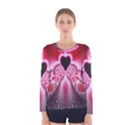 Illuminated Red Hear Red Heart Background With Light Effects Women s Long Sleeve Tee View1