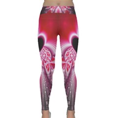 Illuminated Red Hear Red Heart Background With Light Effects Classic Yoga Leggings by Simbadda