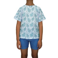 Decorative Floral Paisley Pattern Kids  Short Sleeve Swimwear