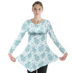 Decorative Floral Paisley Pattern Long Sleeve Tunic 