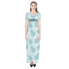 Decorative Floral Paisley Pattern Short Sleeve Maxi Dress