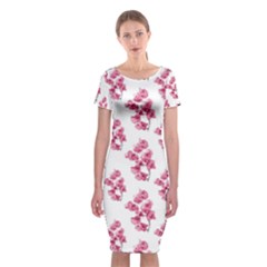 Santa Rita Flowers Pattern Classic Short Sleeve Midi Dress by dflcprintsclothing