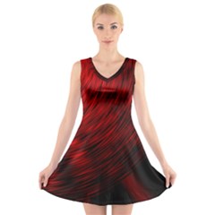 A Large Background With A Burst Design And Lots Of Details V-neck Sleeveless Skater Dress by Simbadda