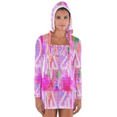 Watercolour Heartbeat Monitor Women s Long Sleeve Hooded T-shirt by Simbadda