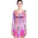 Watercolour Heartbeat Monitor Long Sleeve Velvet Bodycon Dress View1