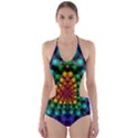 Mirror Fractal Balls On Black Background Cut-Out One Piece Swimsuit View1