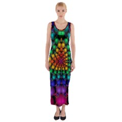 Mirror Fractal Balls On Black Background Fitted Maxi Dress by Simbadda