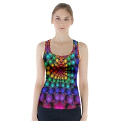 Mirror Fractal Balls On Black Background Racer Back Sports Top by Simbadda