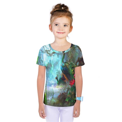 Beautiful Peacock Colorful Kids  One Piece Tee by Simbadda