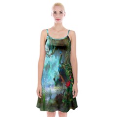 Beautiful Peacock Colorful Spaghetti Strap Velvet Dress by Simbadda