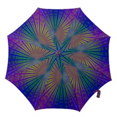 Blue Fractal That Looks Like A Starburst Hook Handle Umbrellas (large) by Simbadda