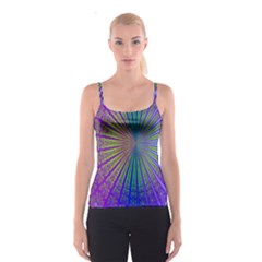 Blue Fractal That Looks Like A Starburst Spaghetti Strap Top by Simbadda