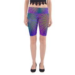 Blue Fractal That Looks Like A Starburst Yoga Cropped Leggings by Simbadda