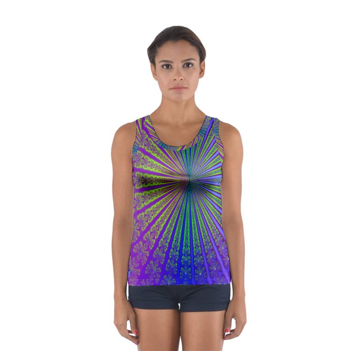 Blue Fractal That Looks Like A Starburst Women s Sport Tank Top 