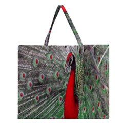 Red Peacock Zipper Large Tote Bag by Simbadda