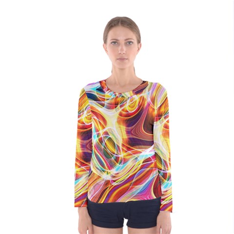 Colourful Abstract Background Design Women s Long Sleeve Tee by Simbadda