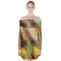 Multi Colored Seamless Abstract Background Long Sleeve Off Shoulder Dress