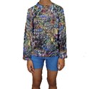 Multi Color Peacock Feathers Kids  Long Sleeve Swimwear View1