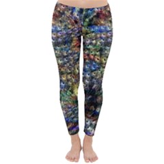 Multi Color Peacock Feathers Classic Winter Leggings by Simbadda