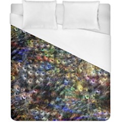 Multi Color Peacock Feathers Duvet Cover (california King Size) by Simbadda