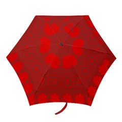 Red Flowers Velvet Flower Pattern Mini Folding Umbrellas by Simbadda