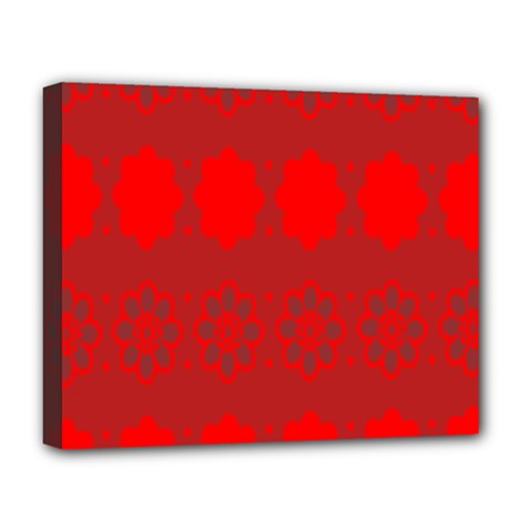 Red Flowers Velvet Flower Pattern Deluxe Canvas 20  X 16   by Simbadda