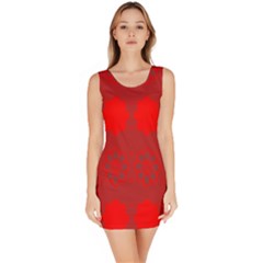 Red Flowers Velvet Flower Pattern Sleeveless Bodycon Dress by Simbadda