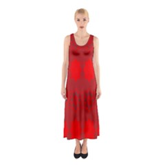 Red Flowers Velvet Flower Pattern Sleeveless Maxi Dress by Simbadda