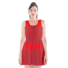 Red Flowers Velvet Flower Pattern Scoop Neck Skater Dress by Simbadda